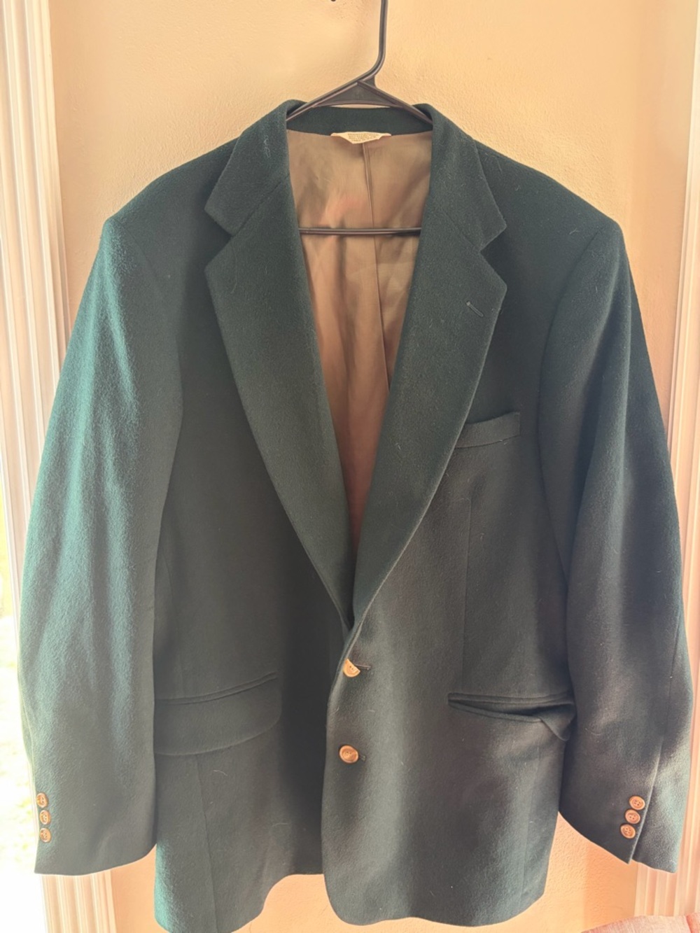 Vintage Younkers Hunter Green Camel Hair Blazer USA Made Preppy Dark Academia
